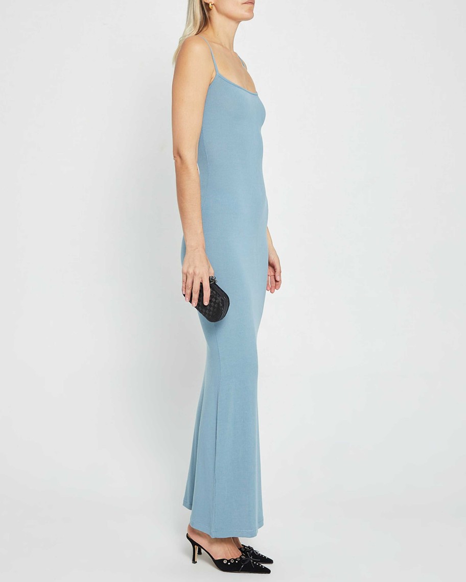 Clothing CAARA | Soft Lounge Long Slip Dress Slate Blue