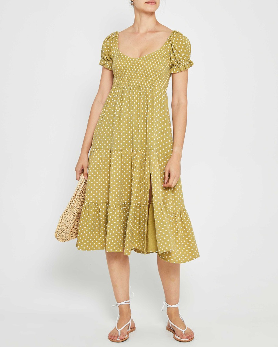 Clothing o.p.t | Lanna Dress Green Polka Dot