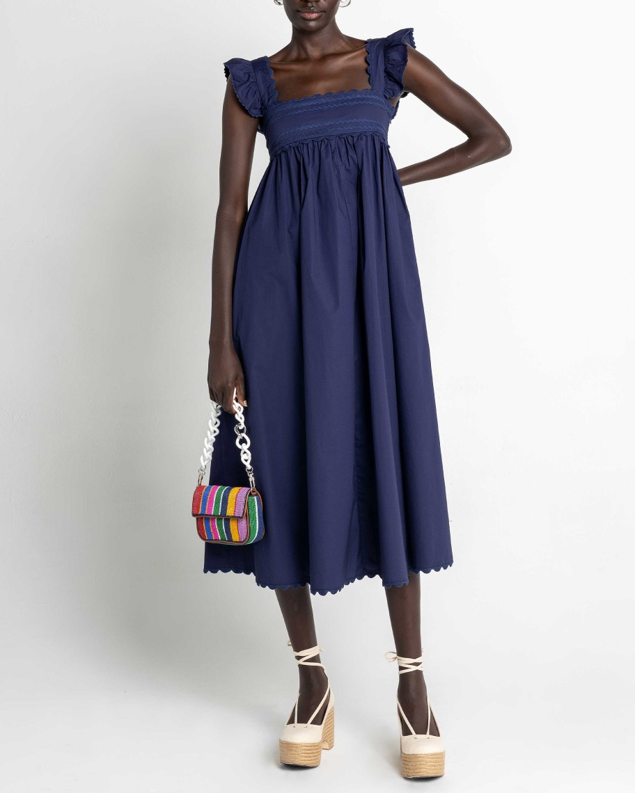 Clothing o.p.t | Cotton Kalliope Midi Dress Navy