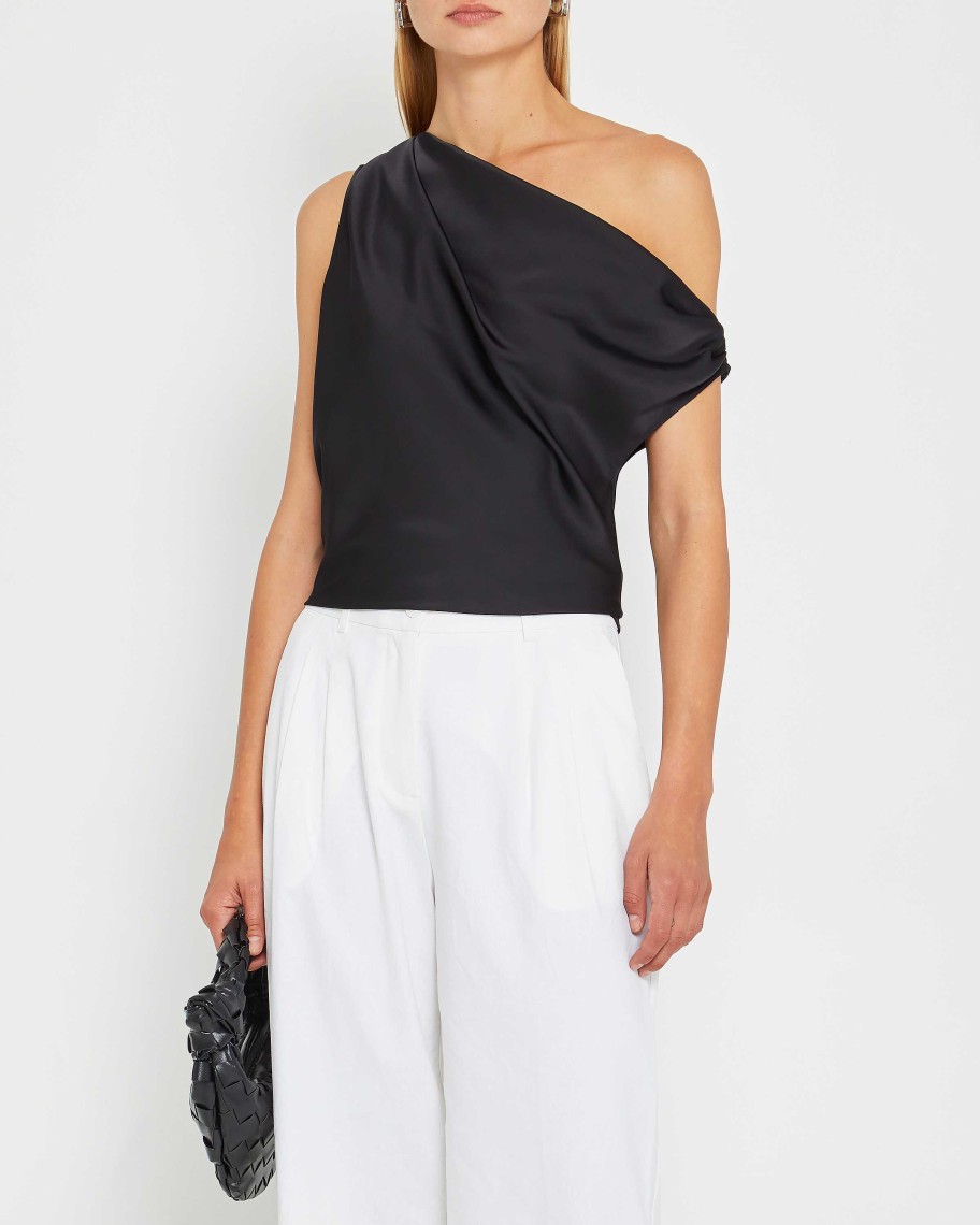 Clothing CAARA | Anya One-Shoulder Top Black