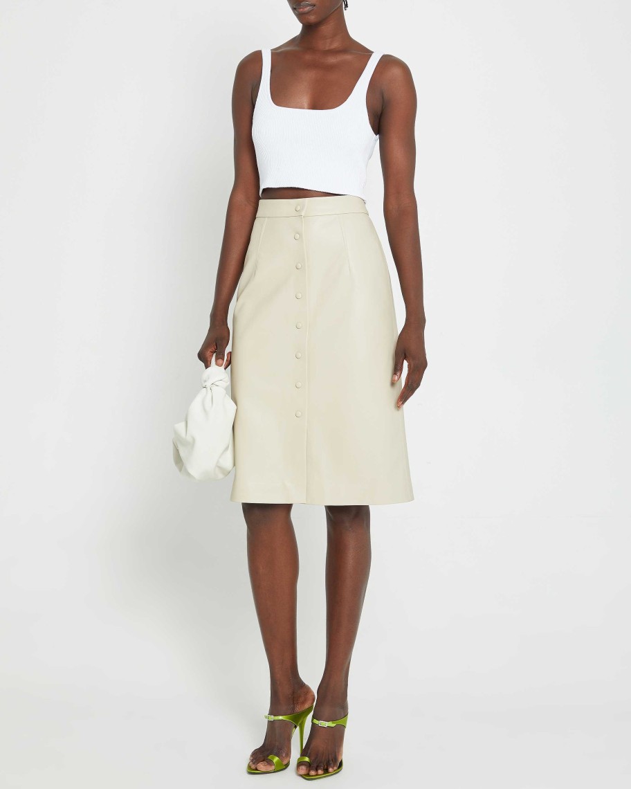 Clothing CAARA | Mimi Vegan Leather Pencil Skirt Sand