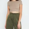 Clothing CAARA | Sunny Day Cropped T-Shirt Barcelona Beige