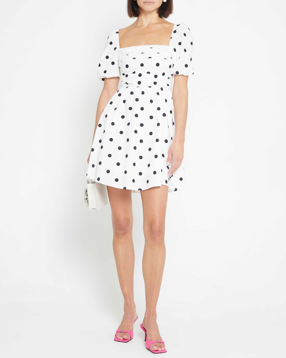 Clothing o.p.t | River Mini Dress White Polka Dot