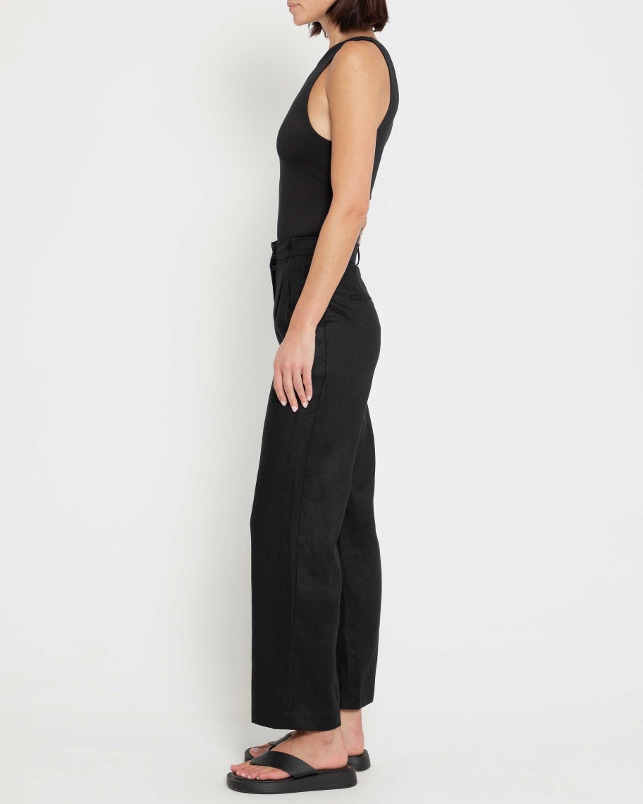 Clothing CAARA | Everyday Organic Linen Pant Black