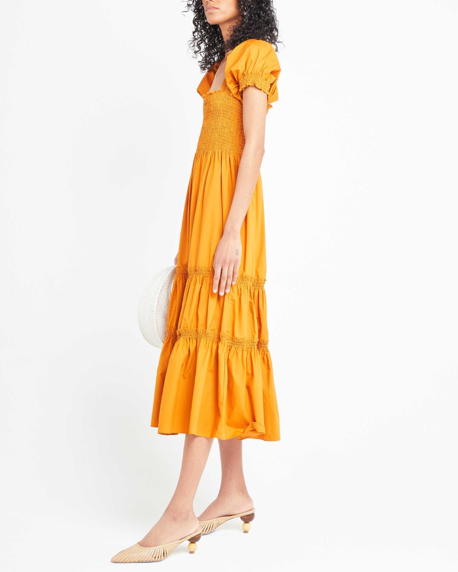 Clothing o.p.t | Square Neck Smocked Maxi Dress Marigold