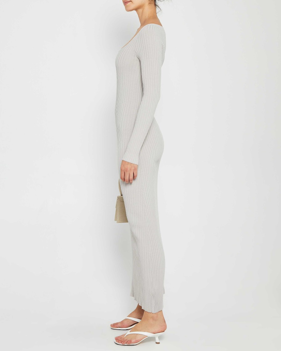 Clothing CAARA | Janelle Knit Dress Light Grey