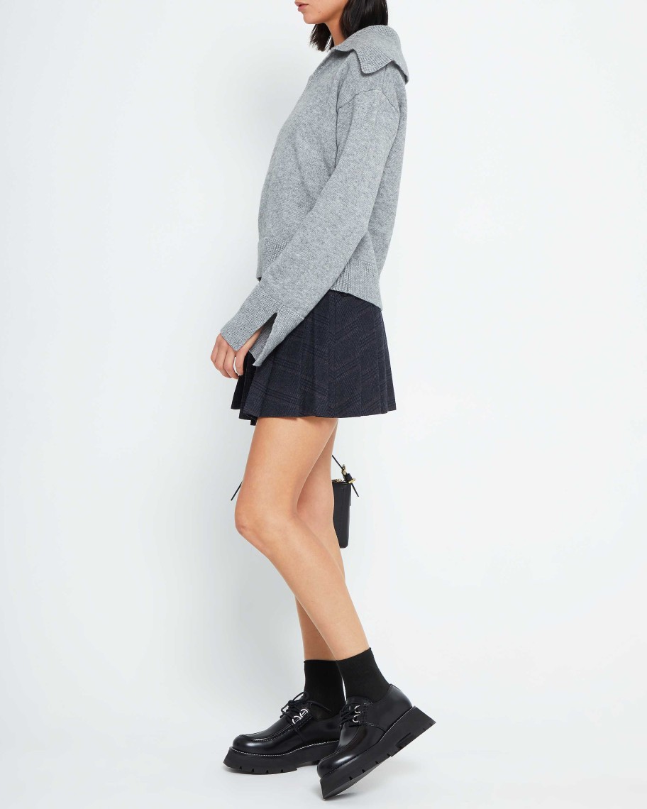 Clothing kourt | Audrey Pleated Mini Skirt Dark Grey Plaid