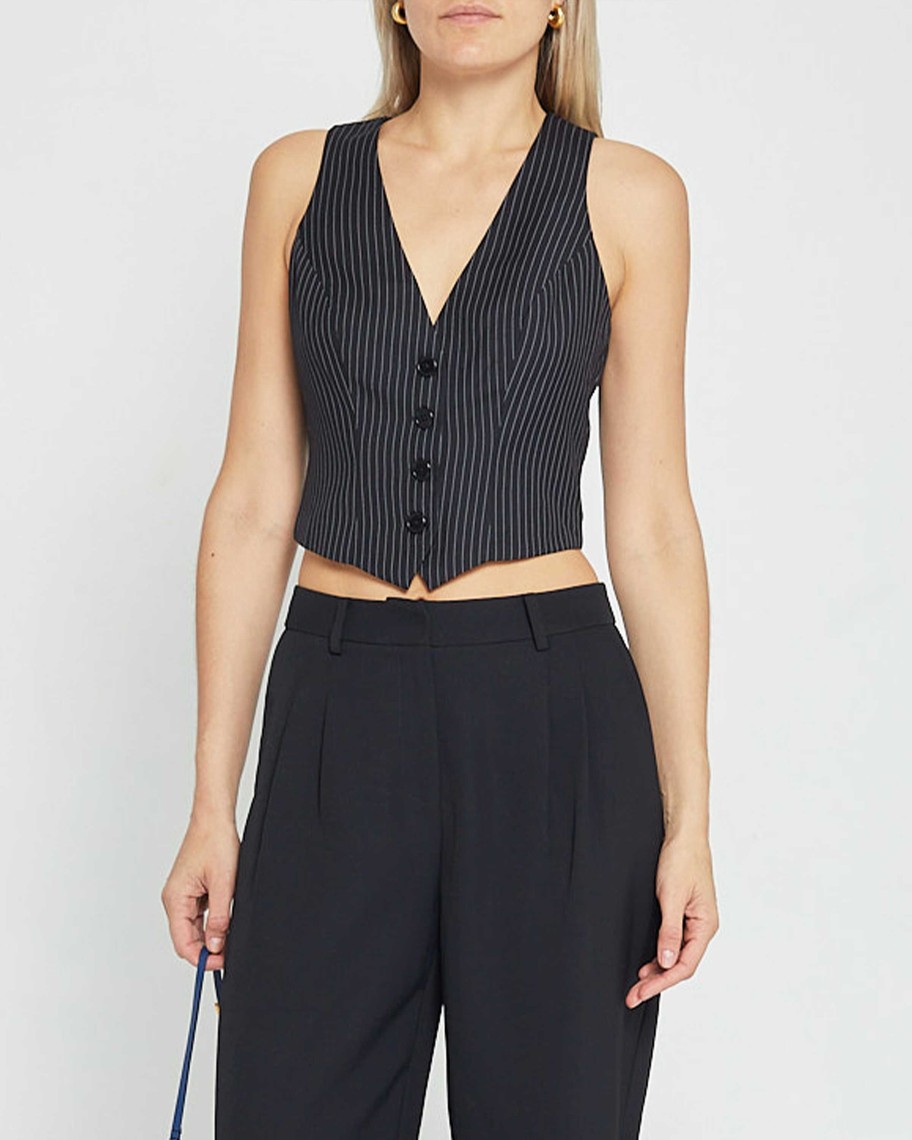 Clothing CAARA | Luke Vest Black Stripe