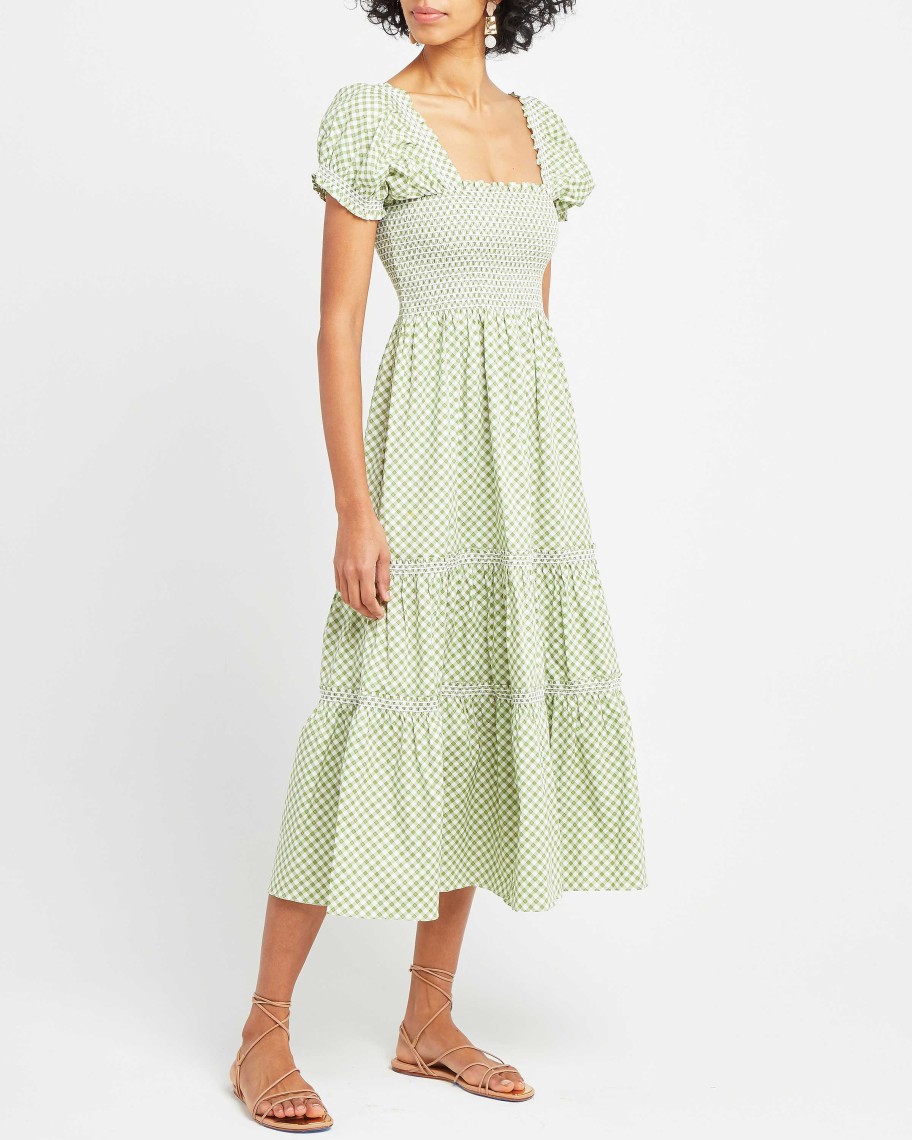 Clothing o.p.t | Square Neck Smocked Maxi Dress Light Green