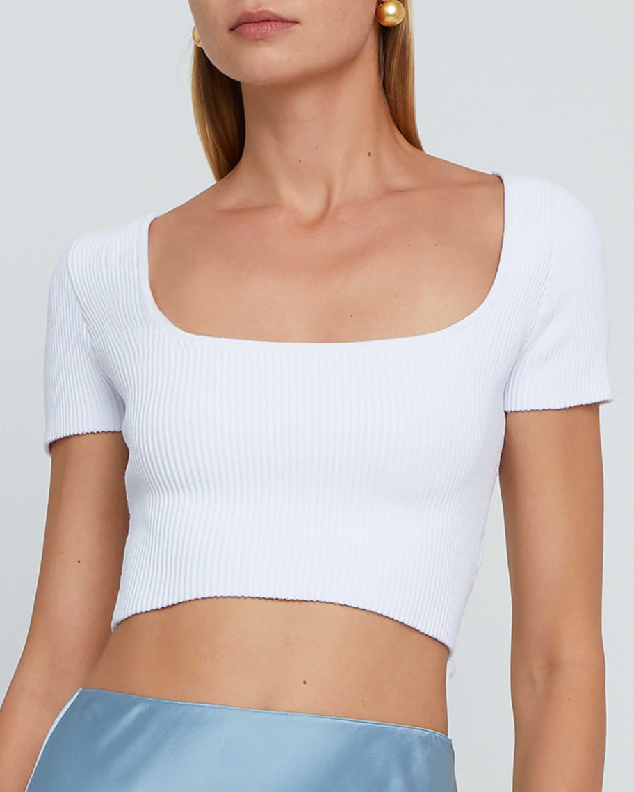 Clothing CAARA | Sculpting Knit Squareneck Top White