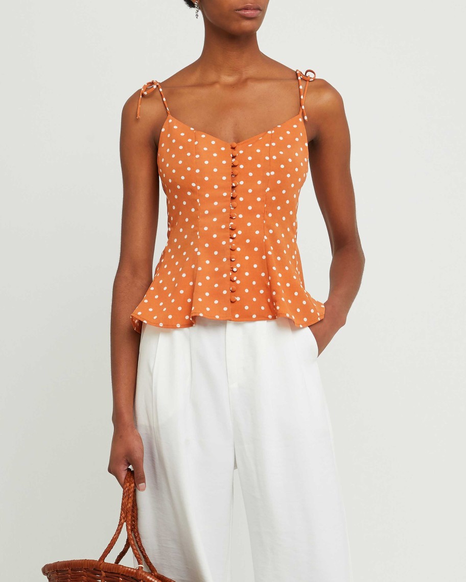 Clothing kourt | Penny Top Orange Polka Dot