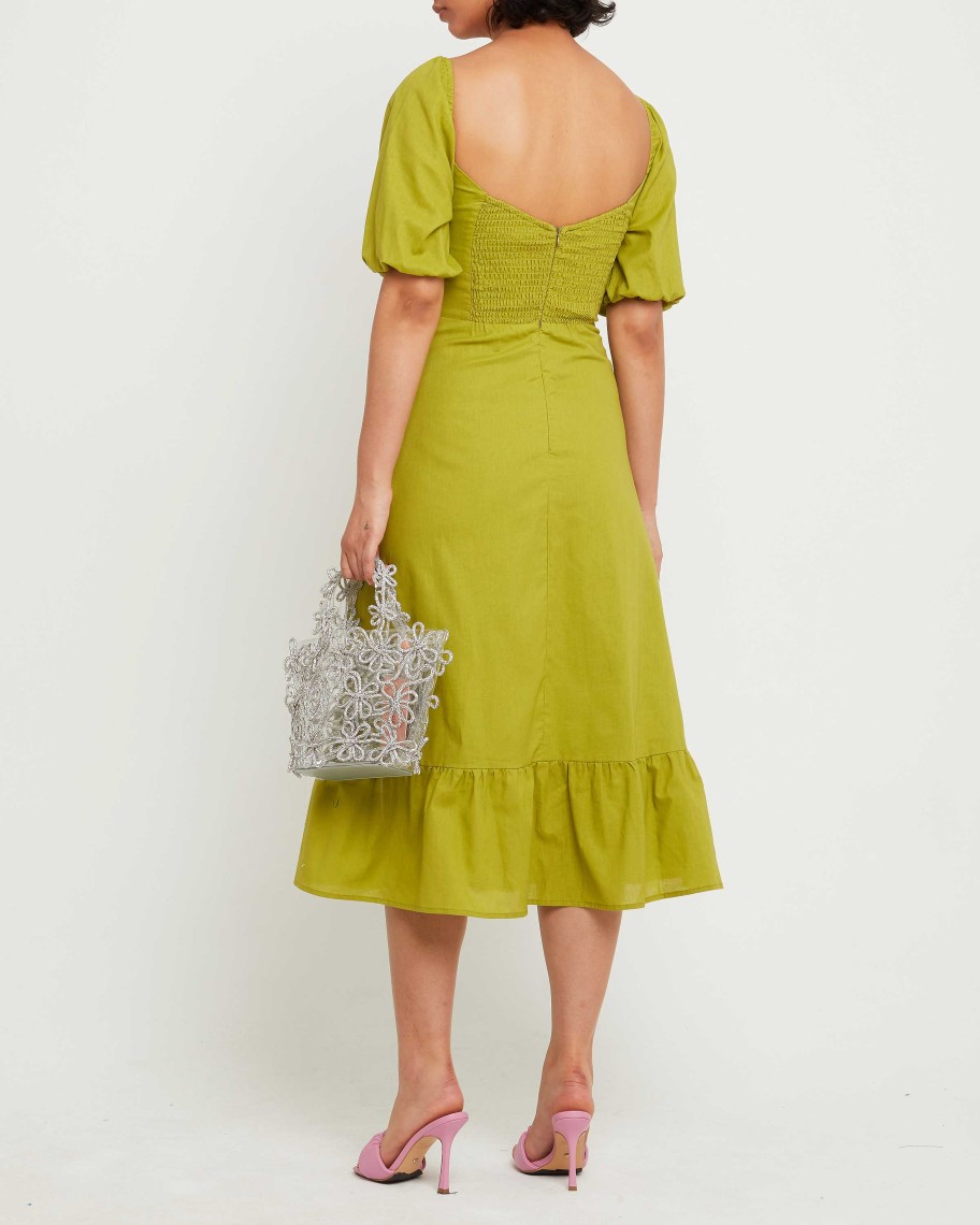 Clothing o.p.t | Violetta Midi Dress Chartreuse