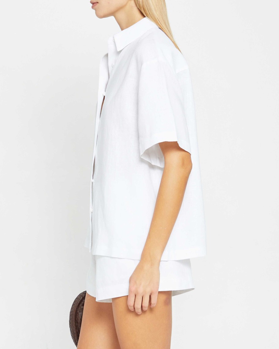 Clothing CAARA | Lea Oversized Linen Shirt White