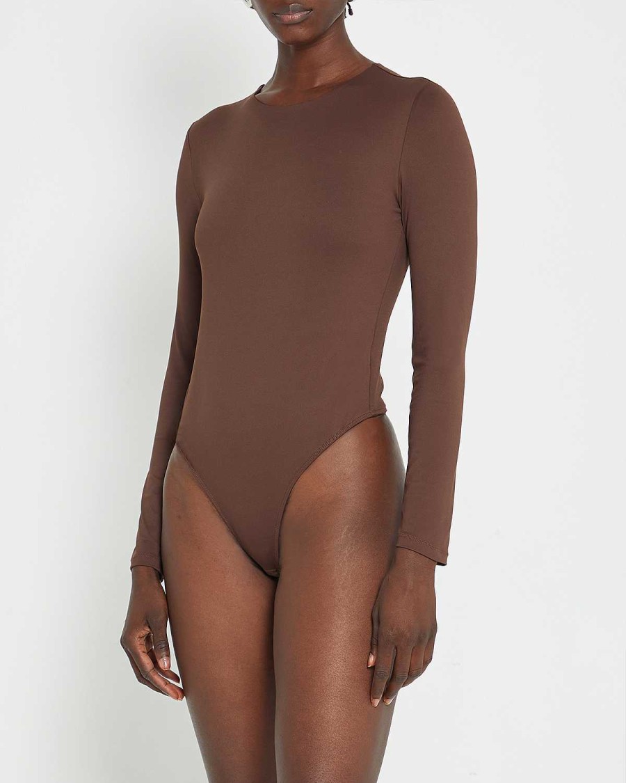 Clothing CAARA | Contouring Crew Longsleeve Bodysuit Coffee