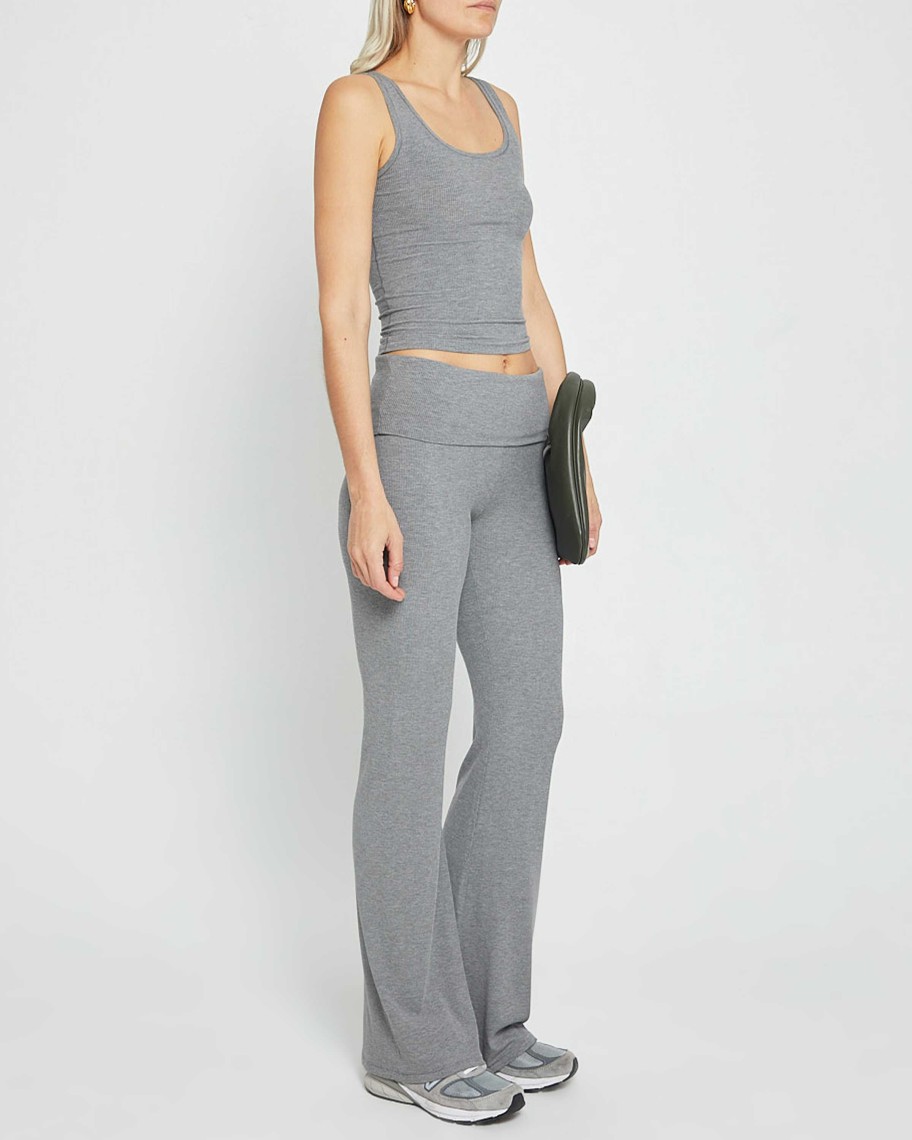 Clothing CAARA | Soft Lounge Foldover Pant Dark Grey