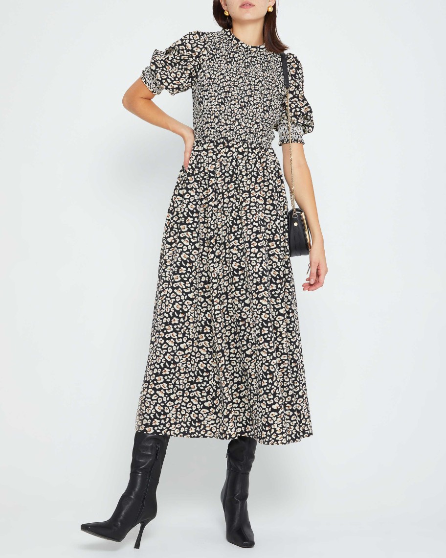 Clothing CAARA | Nama Dress Black Leopard Print