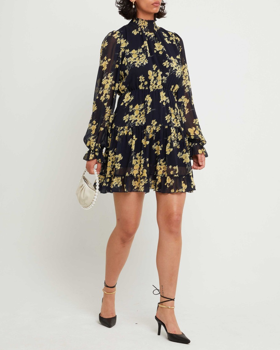 Clothing o.p.t | Lluvia Dress Navy Yellow Floral