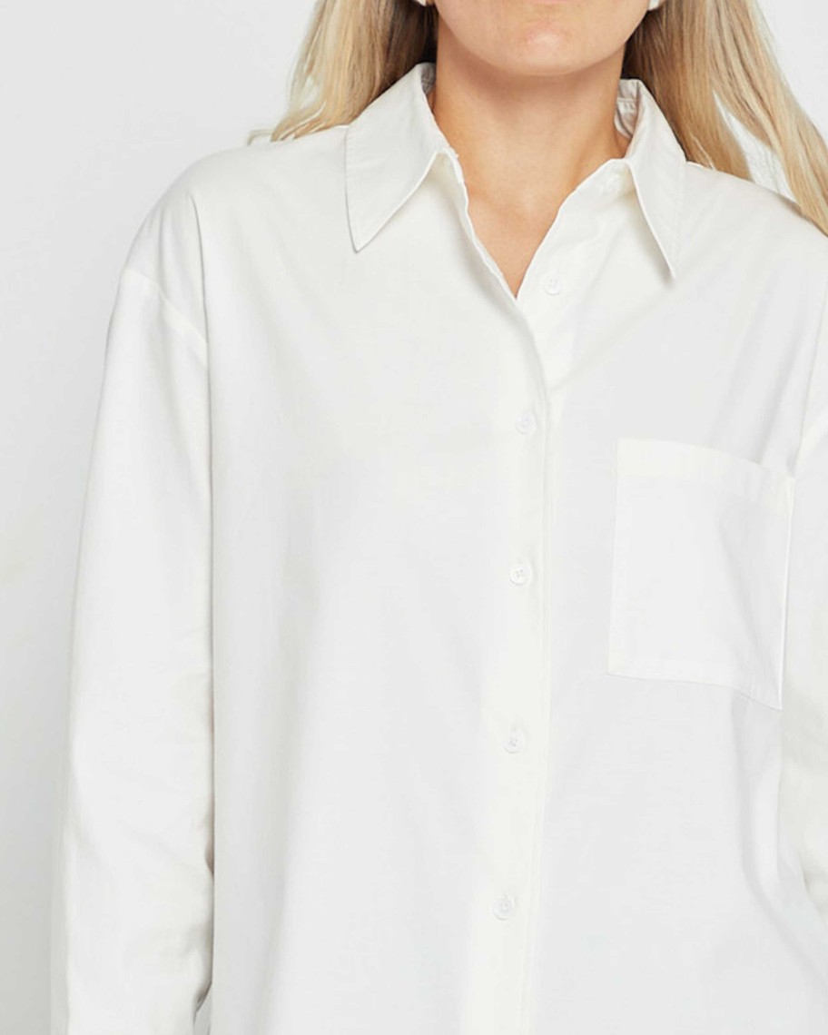 Clothing CAARA | Billy Oversized Organic Cotton Shirt White