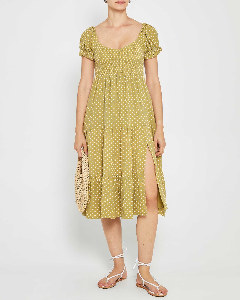 Clothing o.p.t | Lanna Dress Green Polka Dot