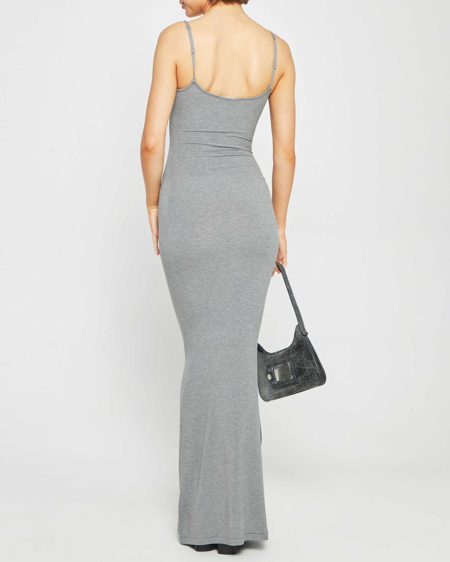 Clothing CAARA | Soft Lounge Long Slip Dress Dark Grey