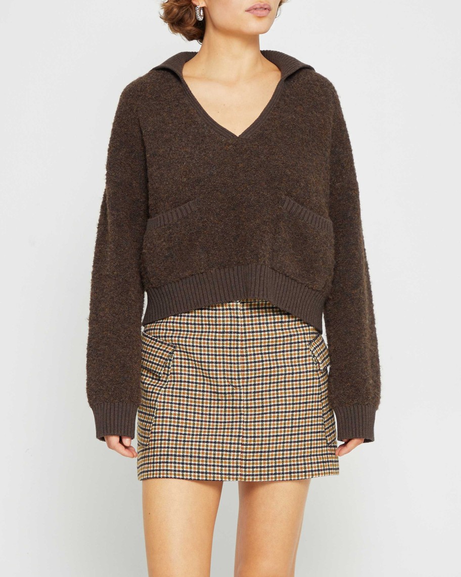 Clothing kourt | Hartley Collared Boucle Sweater Coffee