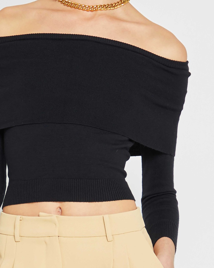 Clothing kourt | Olivia Off The Shoulder Sweater Black