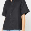 Clothing CAARA | Lea Oversized Linen Shirt Black