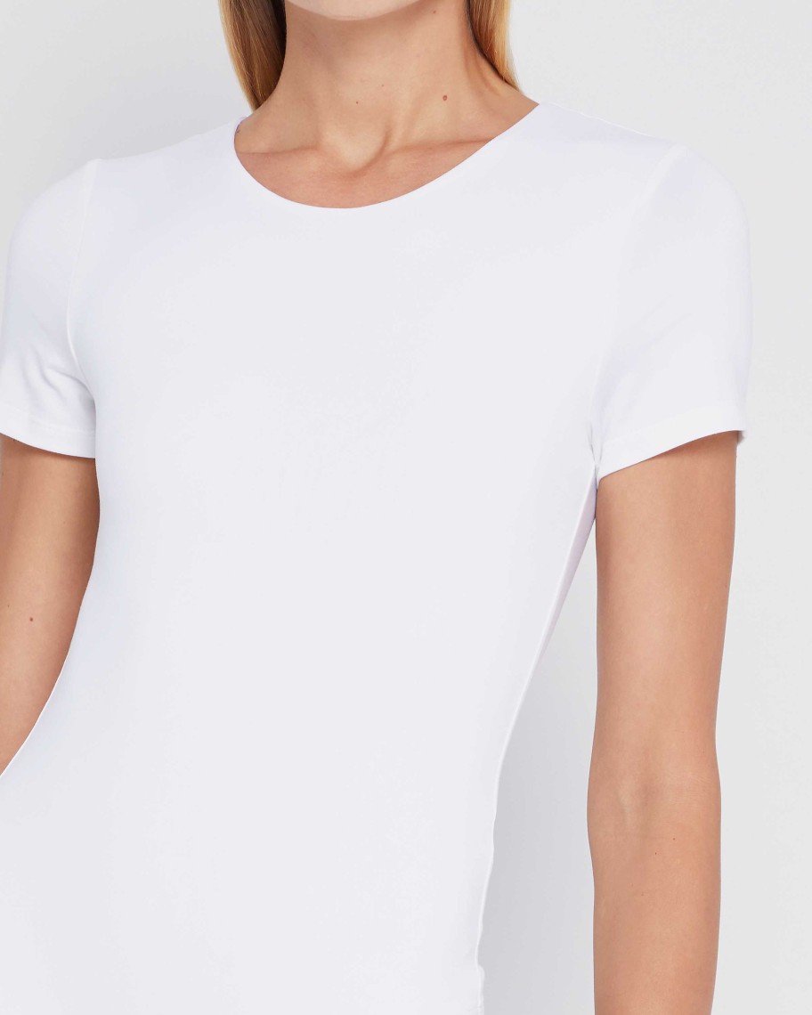 Clothing CAARA | Contouring Crew Neck Bodysuit White