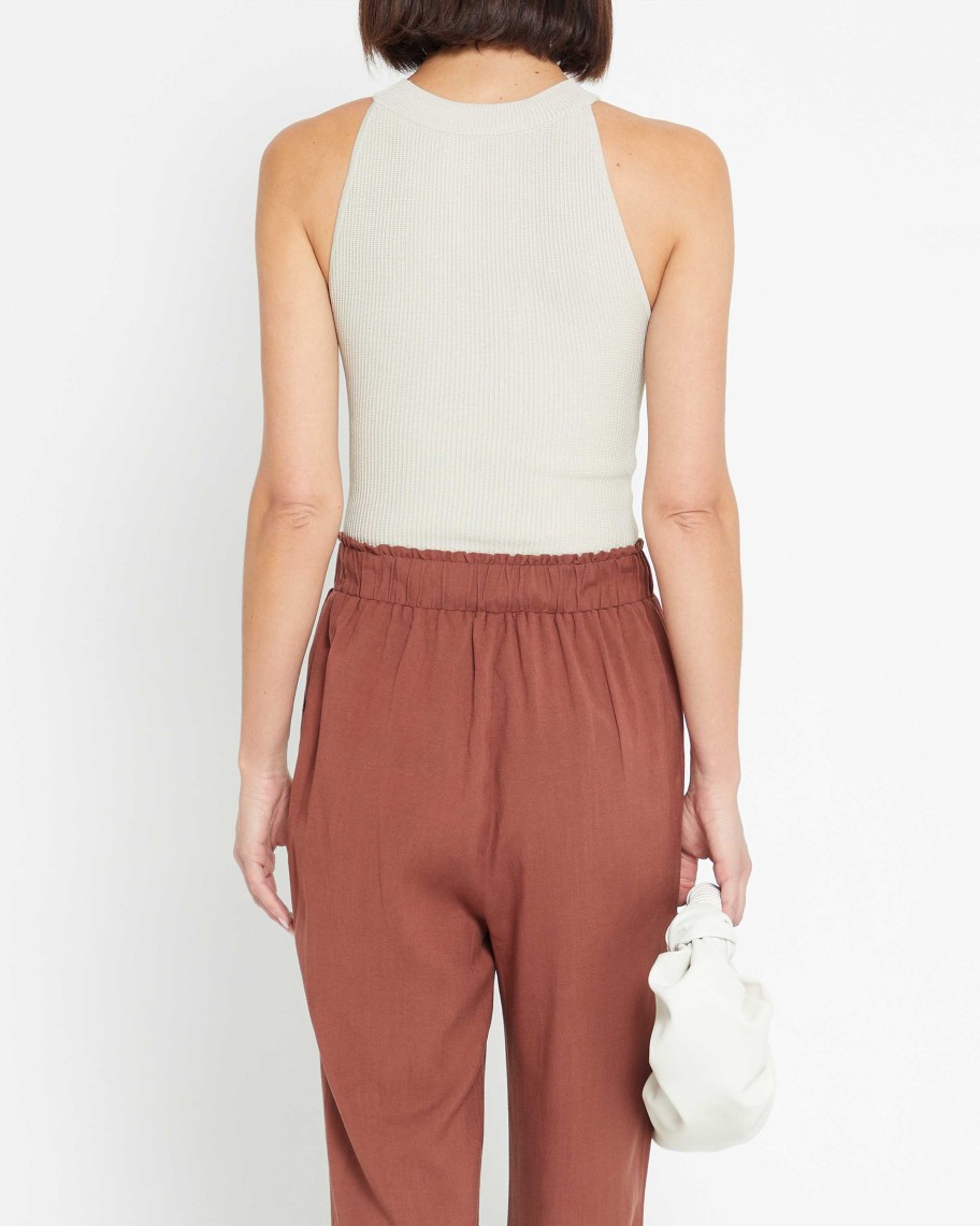 Clothing CAARA | Sculpting Knit Halter Top Cream