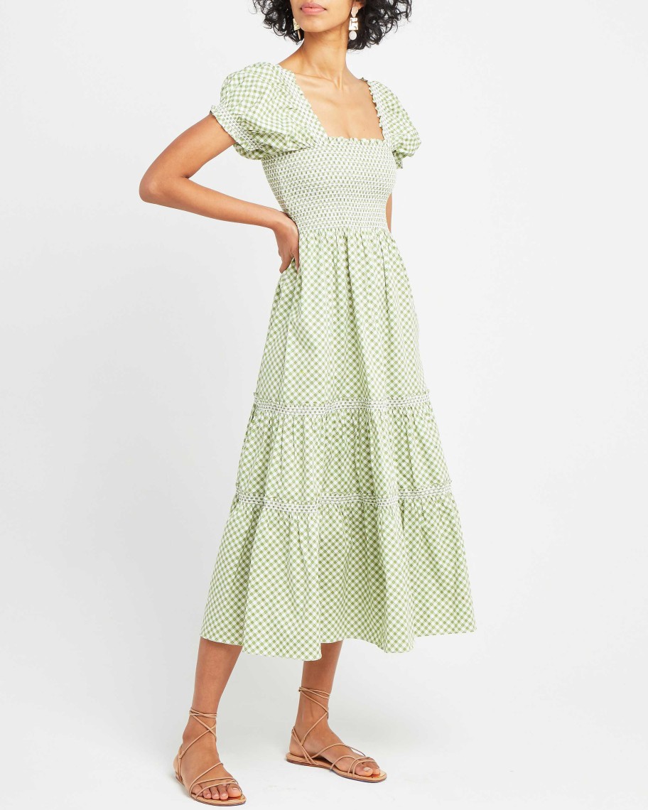 Clothing o.p.t | Square Neck Smocked Maxi Dress Light Green