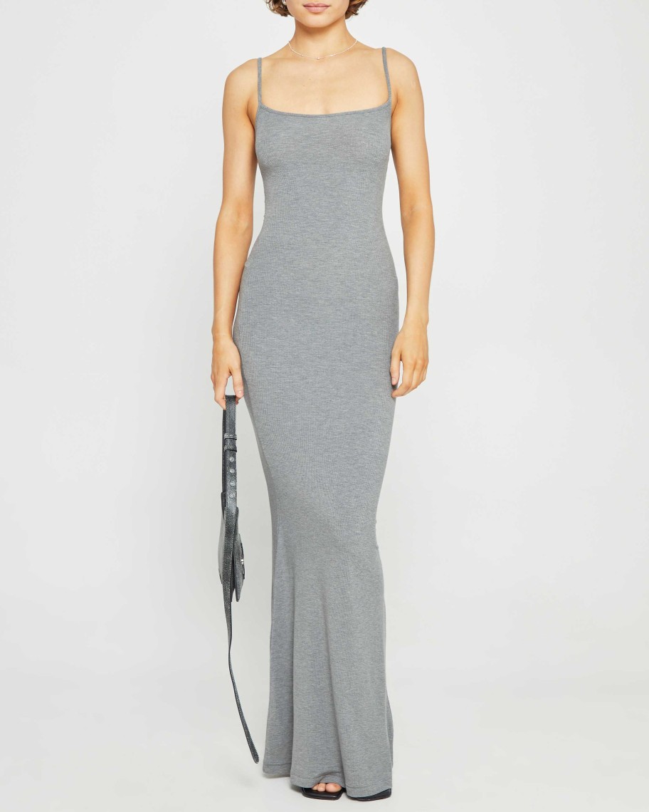 Clothing CAARA | Soft Lounge Long Slip Dress Dark Grey