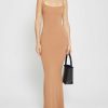 Clothing CAARA | Soft Lounge Long Slip Dress Camel