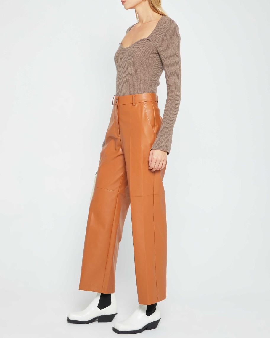 Clothing CAARA | Kitou Faux Leather Pant Caramel