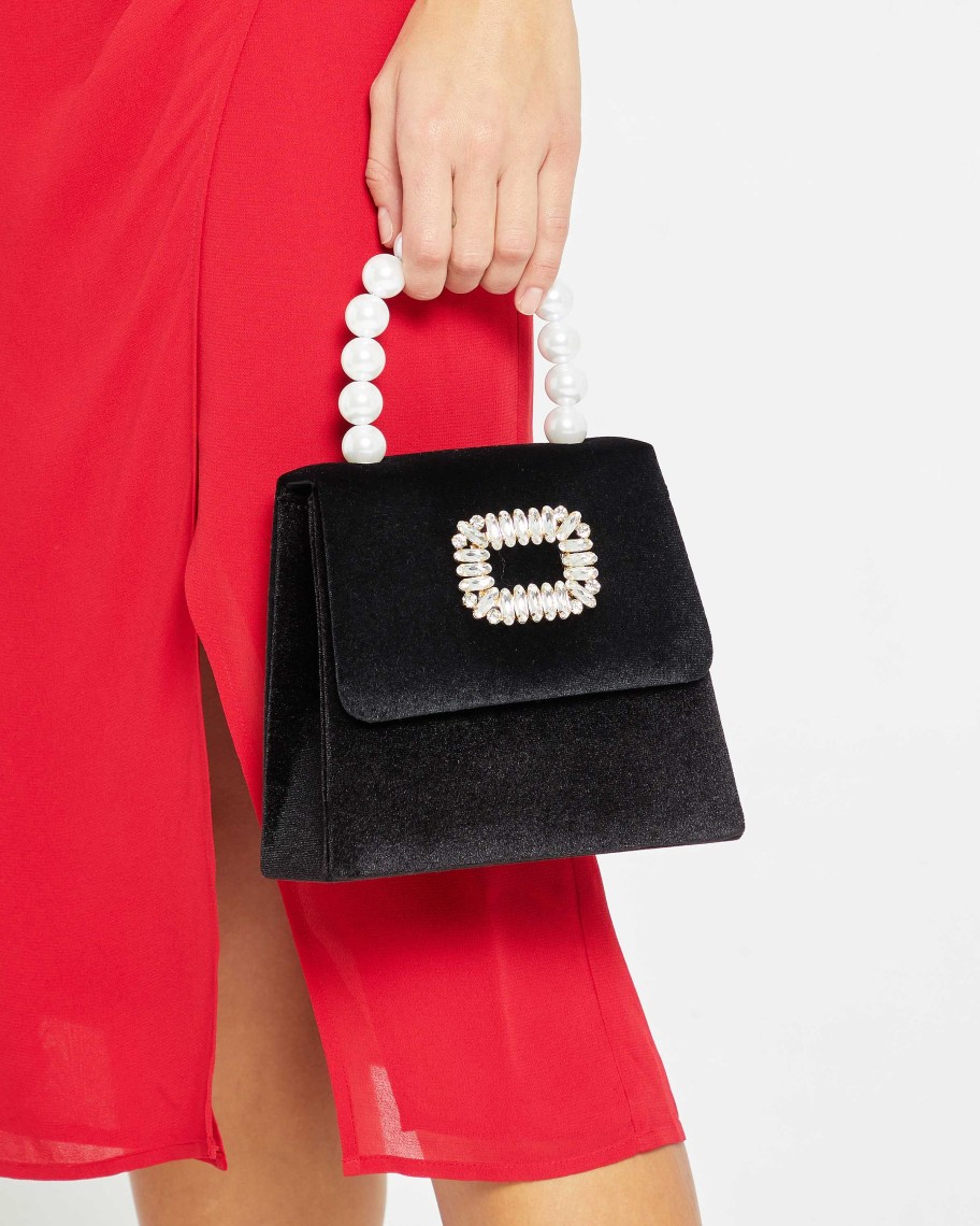 Accessories FEW MODA | Blair Mini Velvet Handbag Black