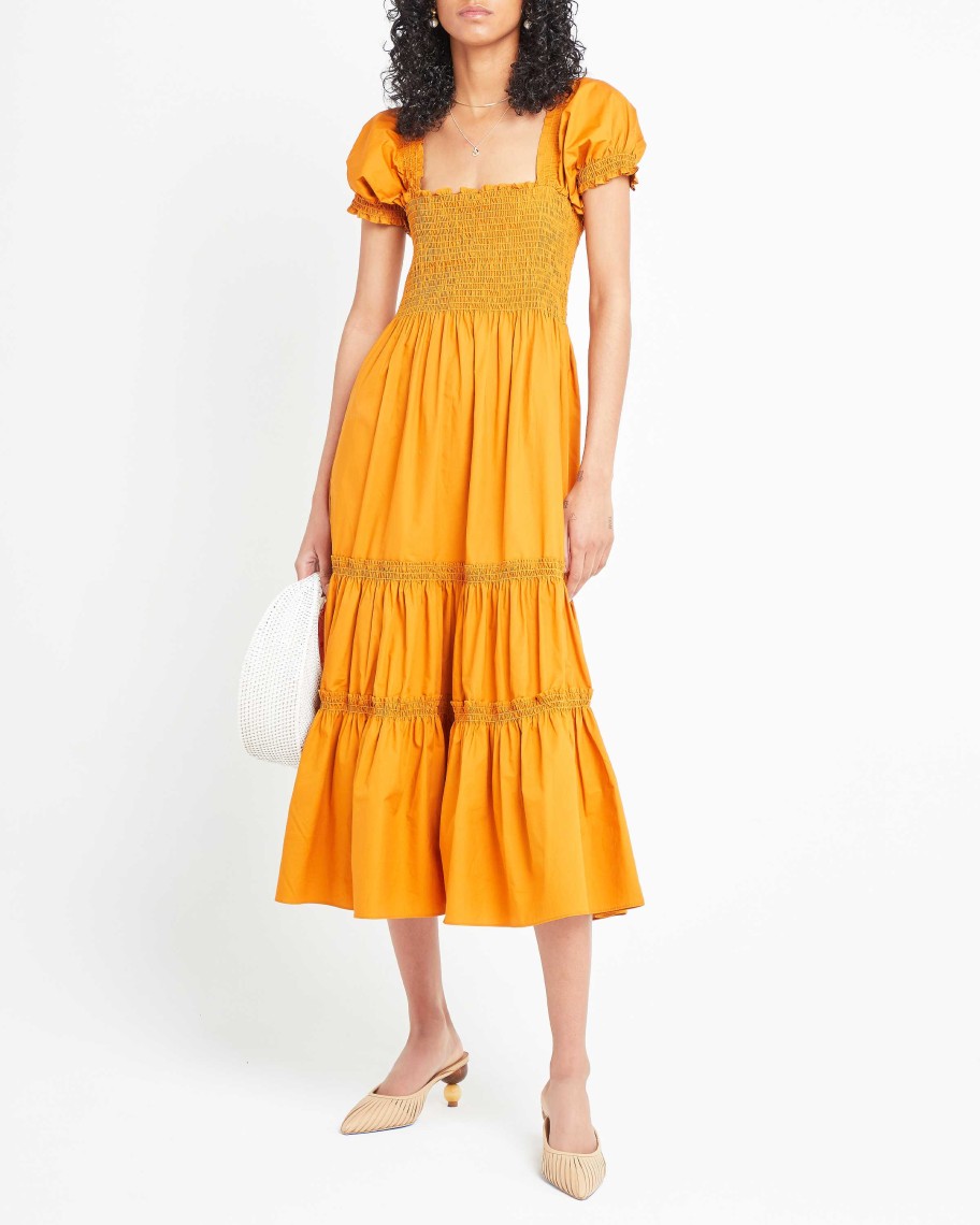 Clothing o.p.t | Square Neck Smocked Maxi Dress Marigold