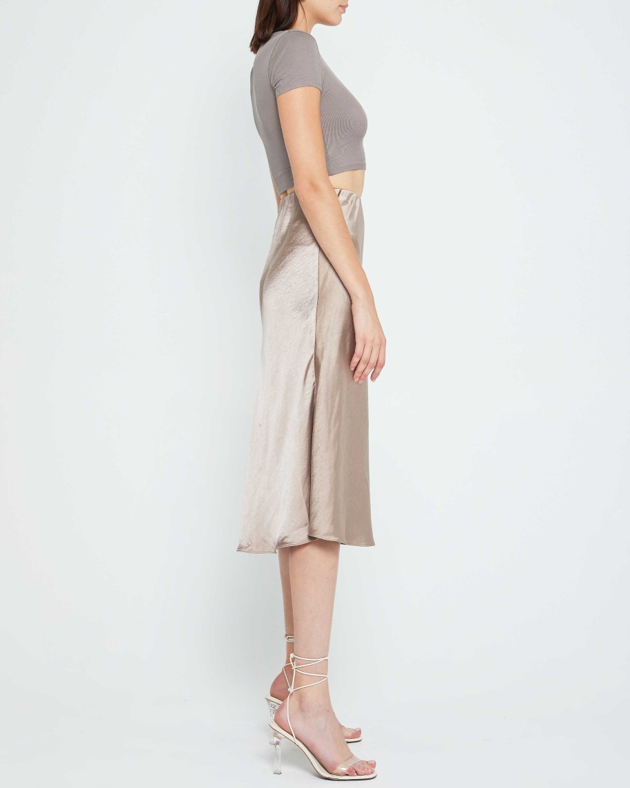 Clothing CAARA | Sunny Day Cropped T-Shirt Taupe Brown