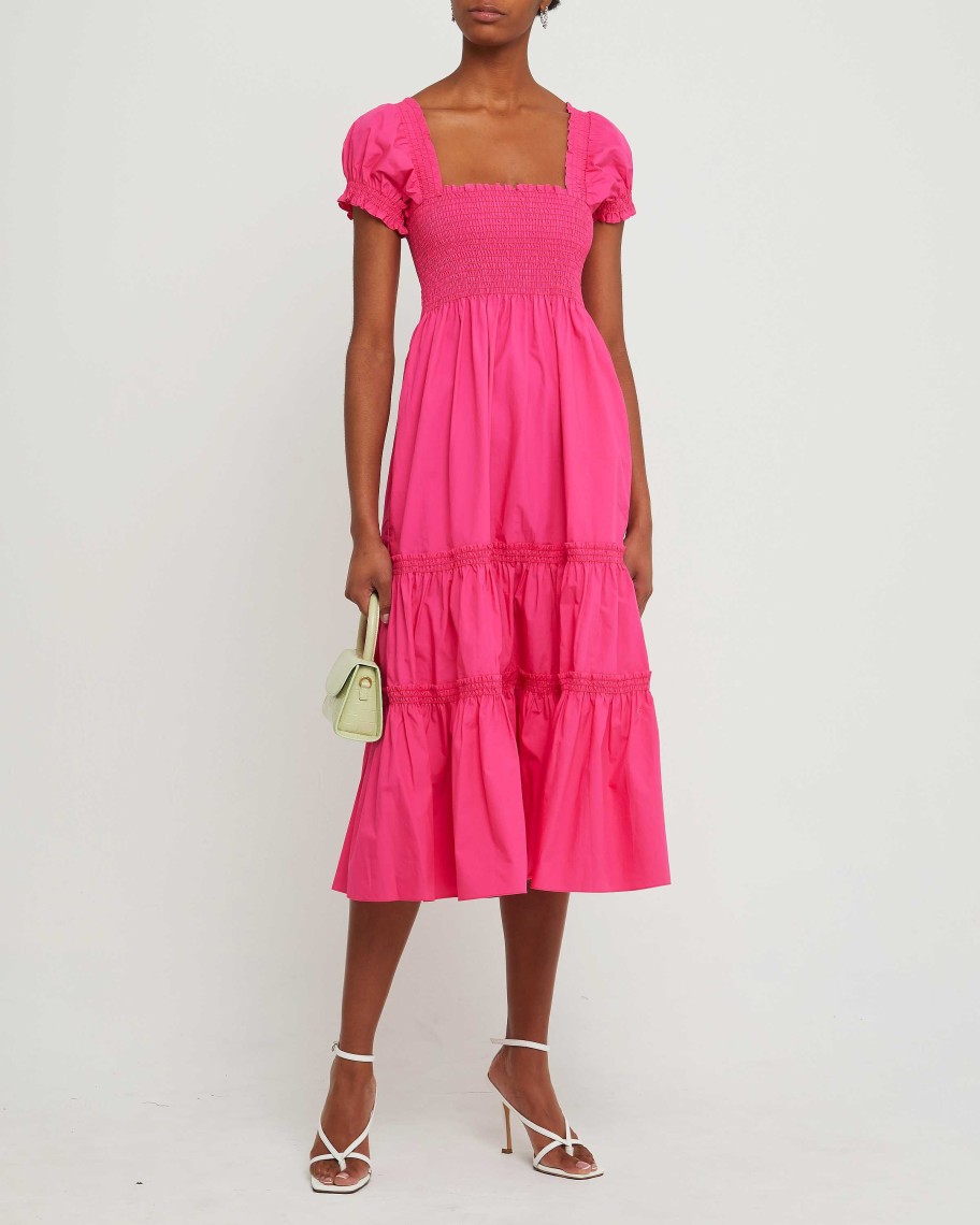 Clothing o.p.t | Square Neck Smocked Maxi Dress Magenta