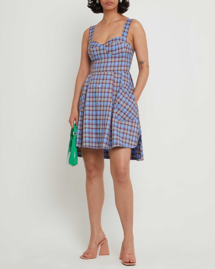 Clothing kourt | Away Dress Blue Plaid