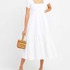 Clothing o.p.t | Square Neck Smocked Maxi Dress White