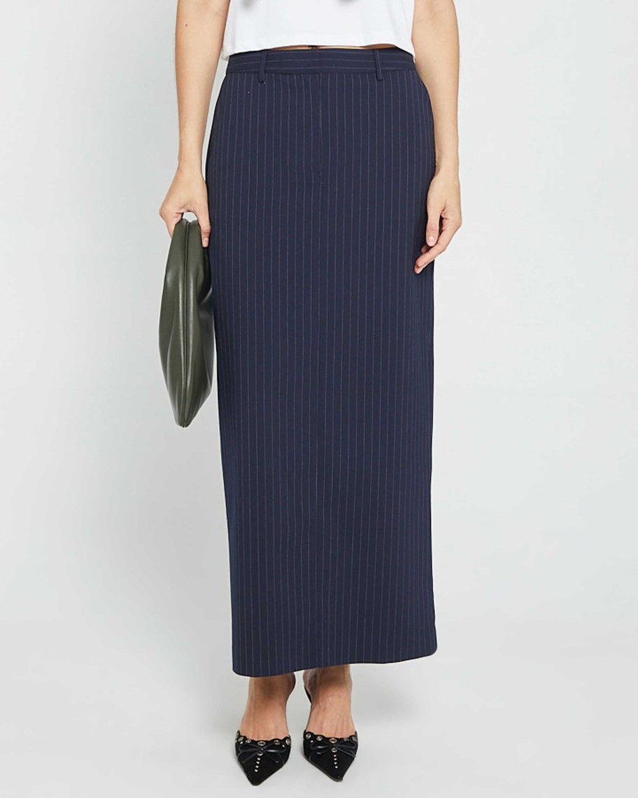 Clothing CAARA | Melanie Skirt Navy Stripe