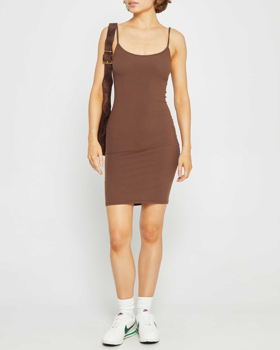 Clothing CAARA | Soft Lounge Slip Dress Coffee