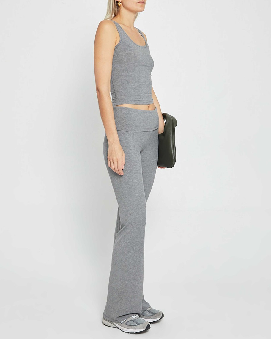 Clothing CAARA | Soft Lounge Foldover Pant Dark Grey