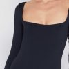 Clothing CAARA | Contouring Square Neck Longsleeve Bodysuit Black