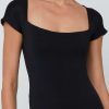 Clothing CAARA | Contouring Square Neck Bodysuit Black