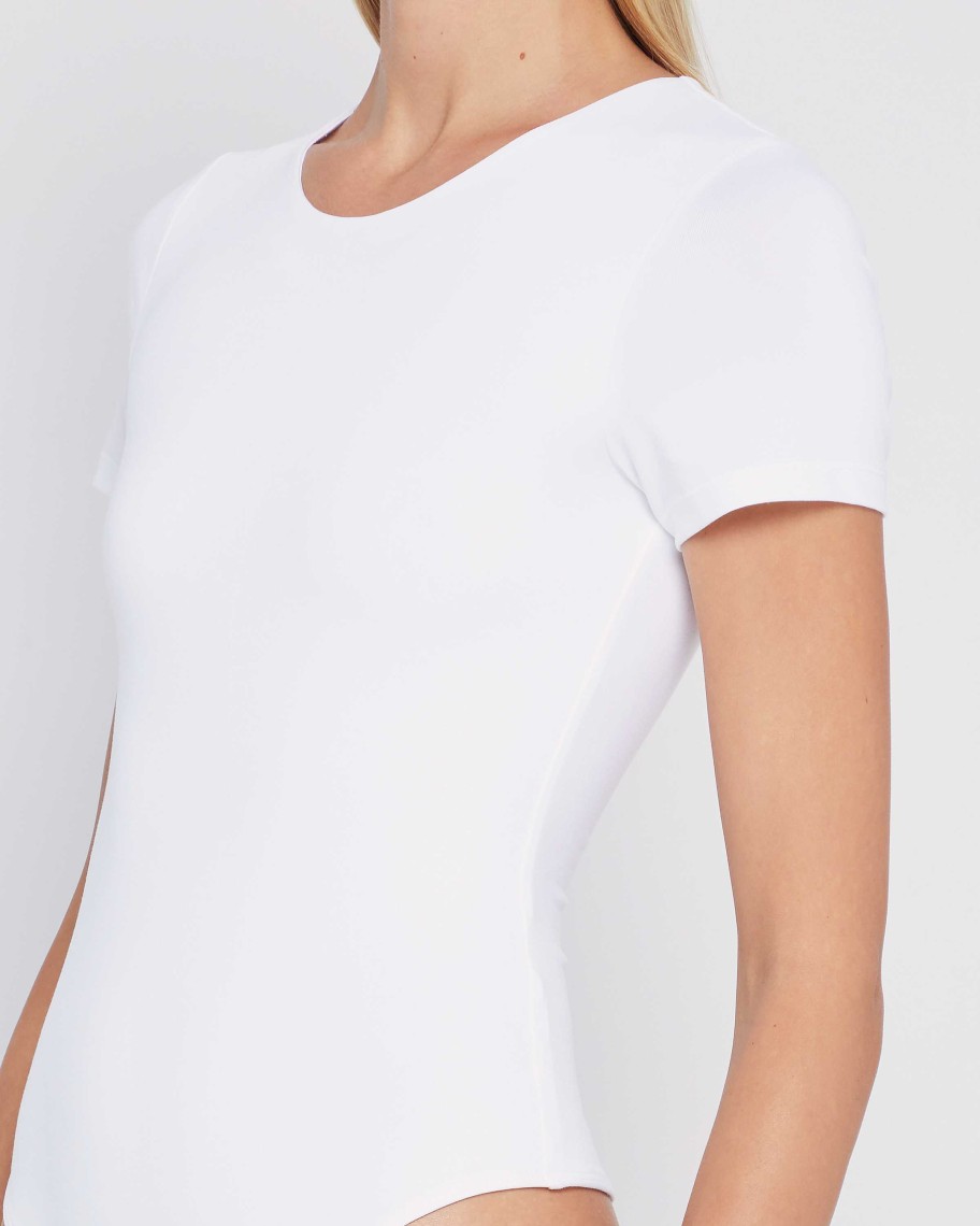 Clothing CAARA | Contouring Crew Neck Bodysuit White