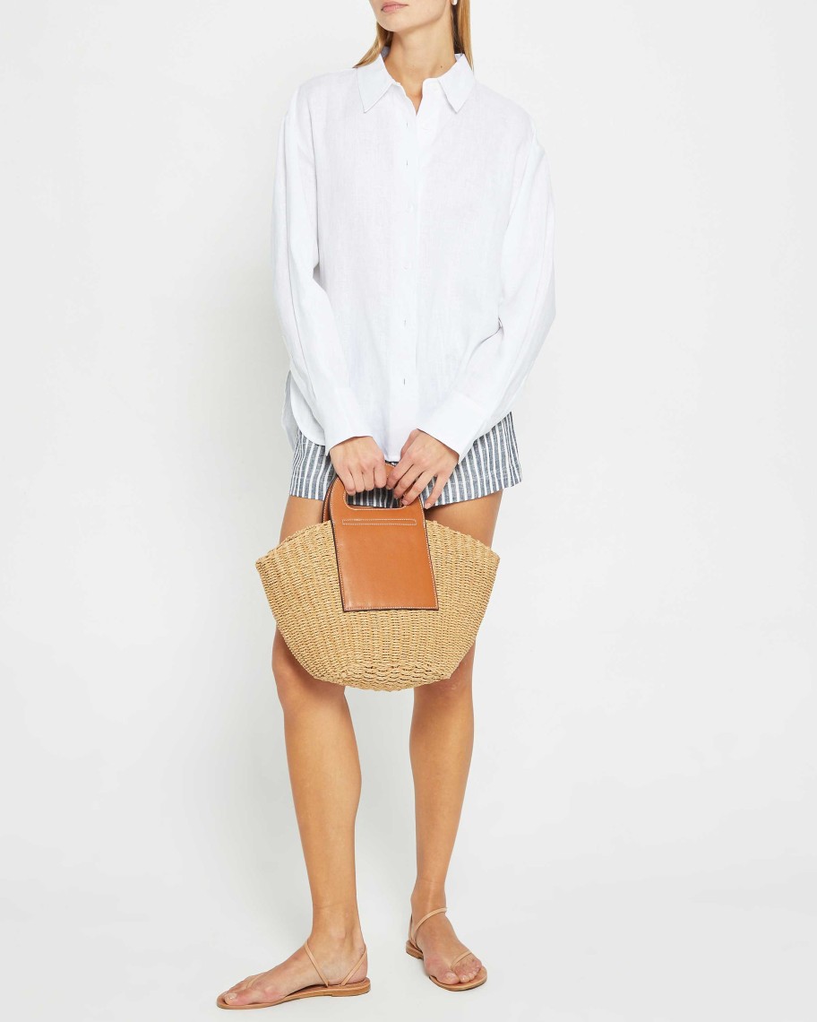 Clothing CAARA | Billy Oversized Linen Shirt White