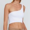 Clothing CAARA | Sculpting Knit One-Shoulder Cropped Tank White