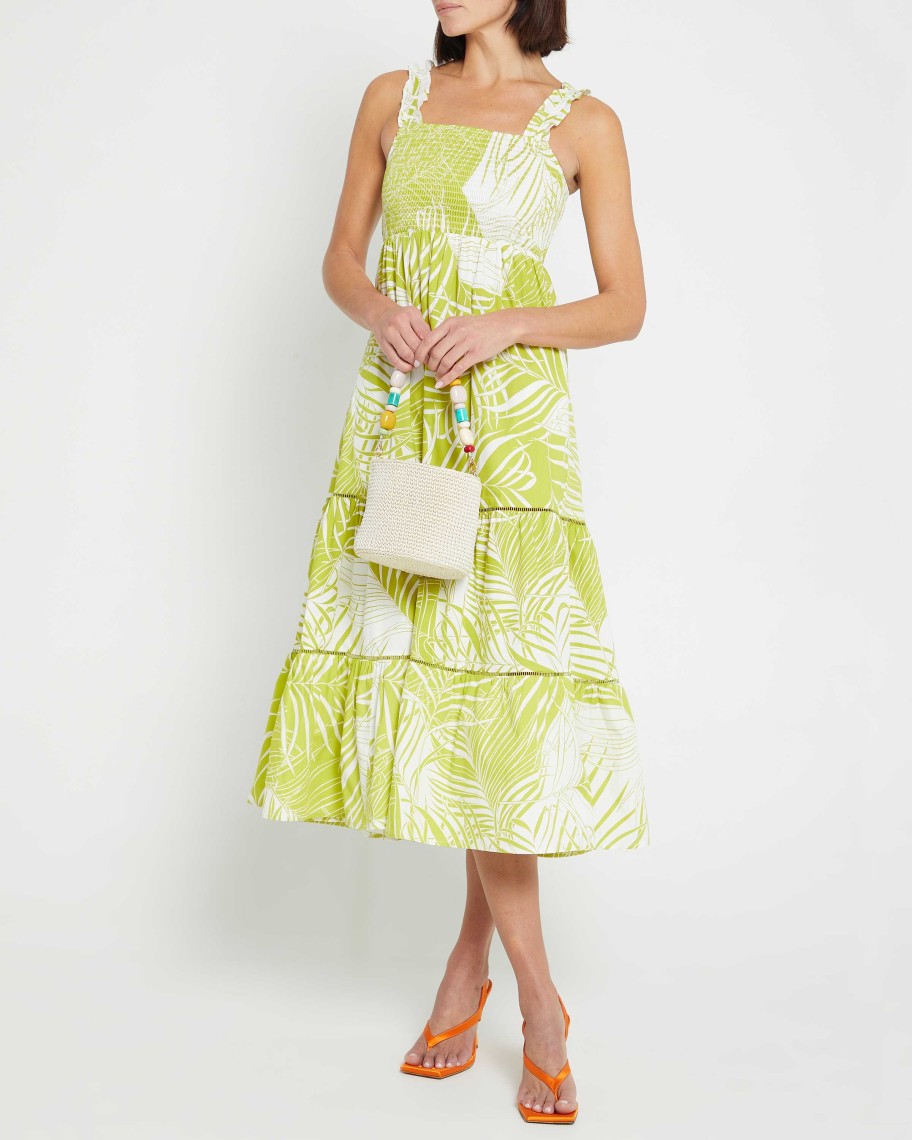 Clothing o.p.t | Colette Cotton Dress Chartreuse Palm