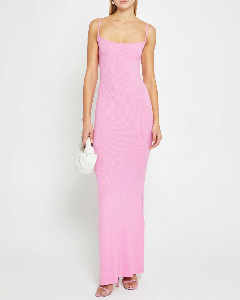 Clothing CAARA | Soft Lounge Long Slip Dress Hot Pink