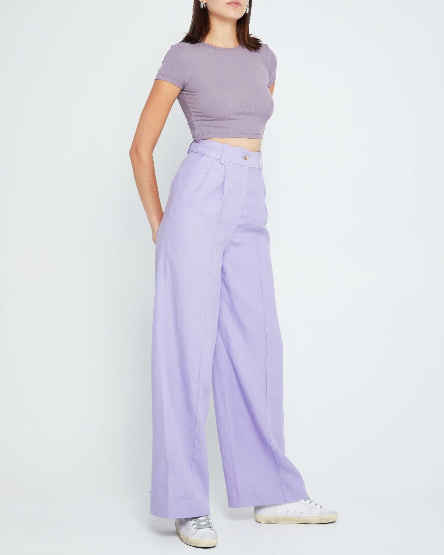 Clothing CAARA | Sunny Day Cropped T-Shirt Purple